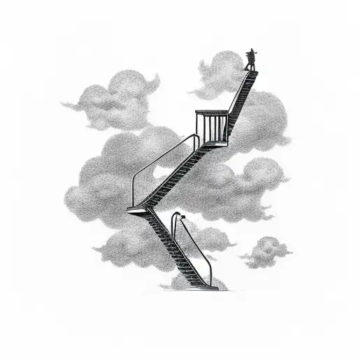 Stairs To Heaven With Clouds And Doves