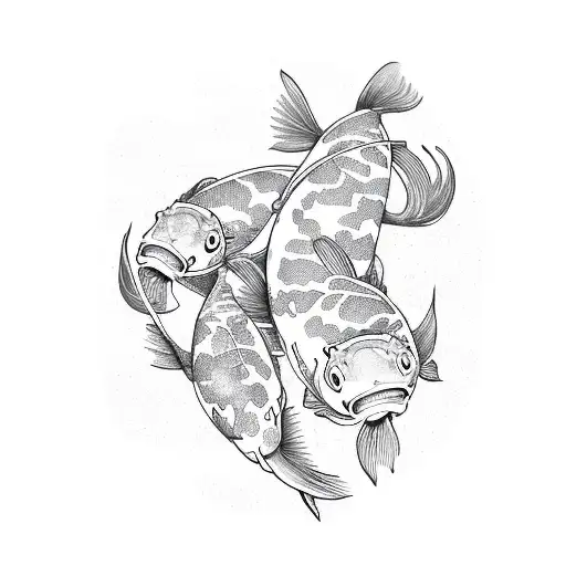 Koi Fish Sarounded With Marihuana Leaves