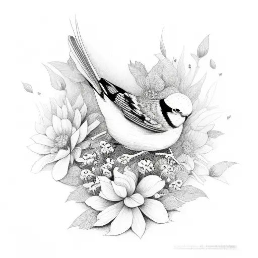 Bird With Flowers