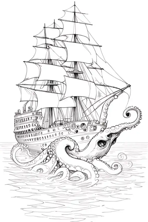 Octopus Holding Parts Of A Ship It Broke Apart