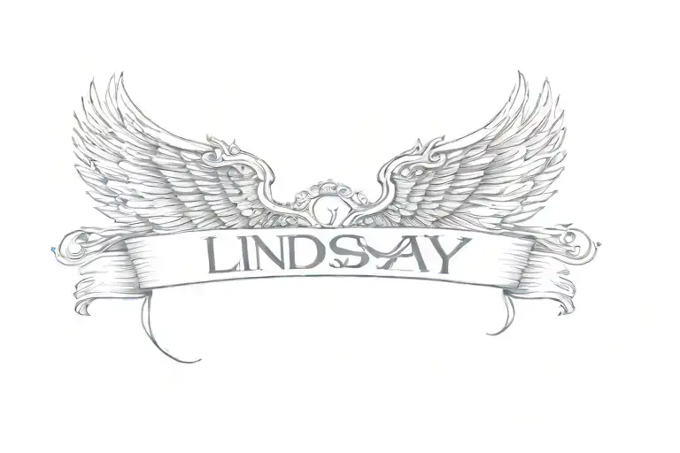 A Banner With Wings And The Word Lindsay