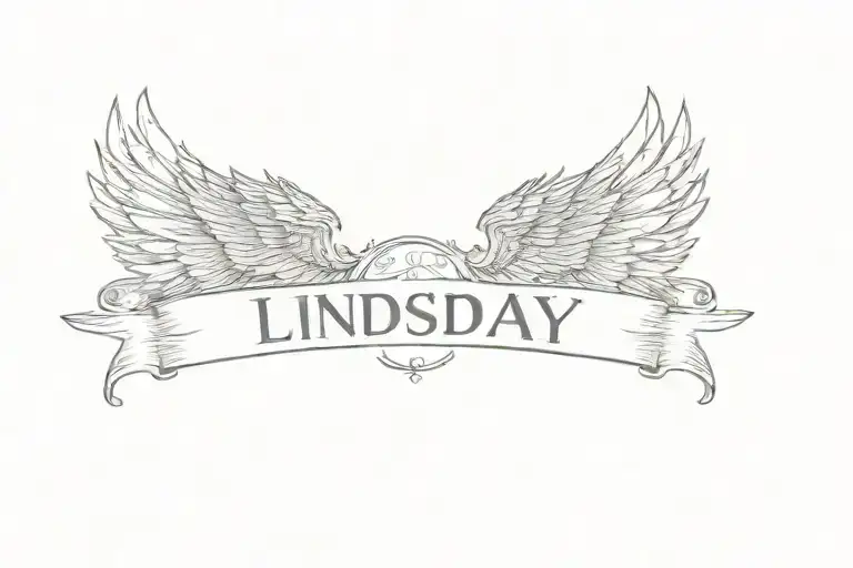 A Banner With Wings And The Word Lindsay