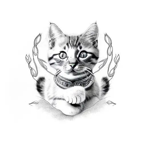 Cat With Its Tail Curled