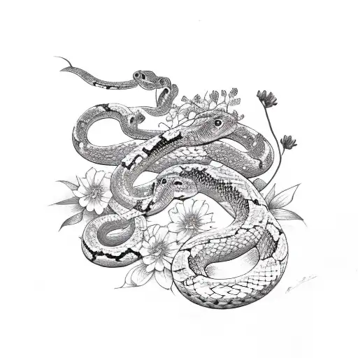 Gun With Snake And Flowers