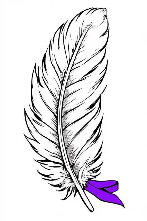Cherokee Feather With Military Purple Heart Ribbon