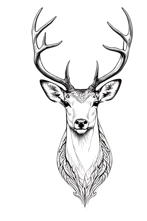 Deer Head And Antkers Outline
