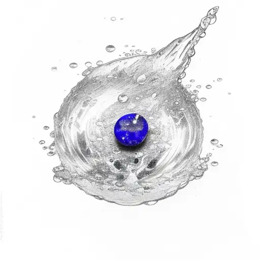 Lapis Lazuli Gemstone Surrounded By Water Droplets