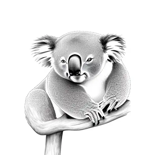 Koala Sleeping On A Tree