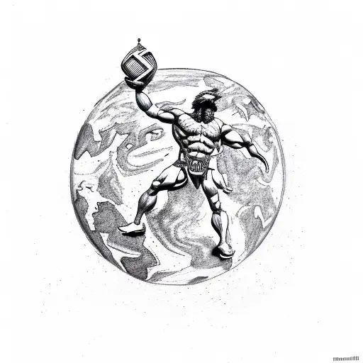 Greek Titan Atlas Holding Up The Earth On His Shoulder