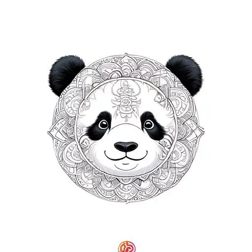 Panda Bamboo Yin And The Mandala Design Incorating Symbols