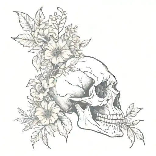 Wild Flowers Around Animal Skull