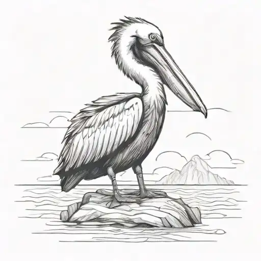 Beach Art Inspired With Pelican Sitting