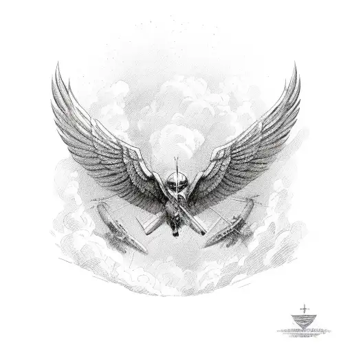 Valkyrie Flying Over American Soldiers