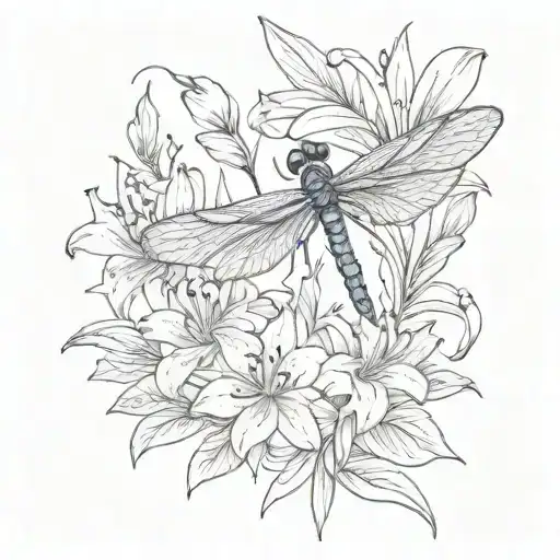 Dragonfly And Lillies