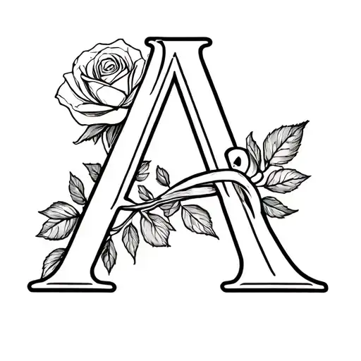 Letter A With A Rose Intertwined