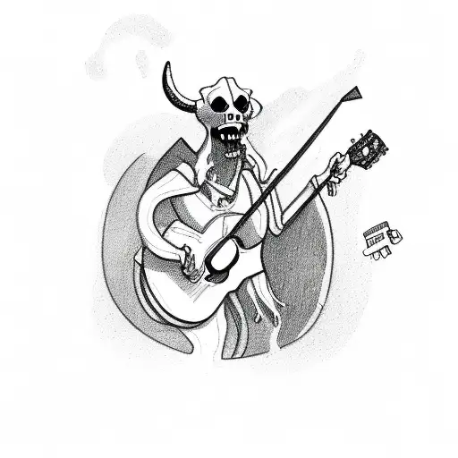 Cow Boy Grim Reaper Playing A Guitar