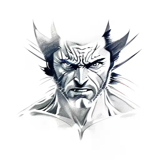 A Portrait Of Wolverine In A Sketch Style