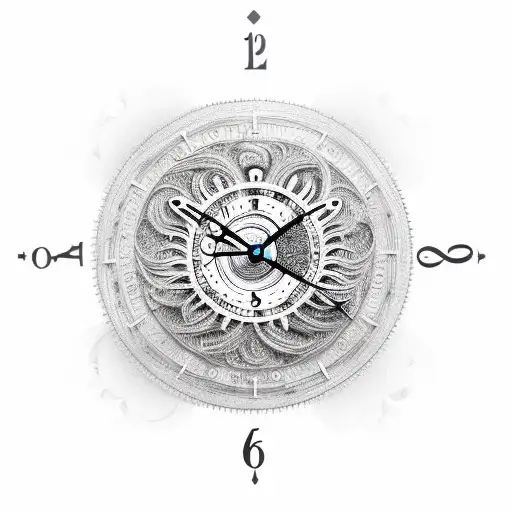 Clock With Intricate Gears Being Held By An Eagle Tattoo