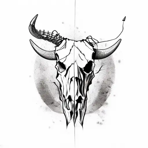 Bull Skull With Barbed Wire