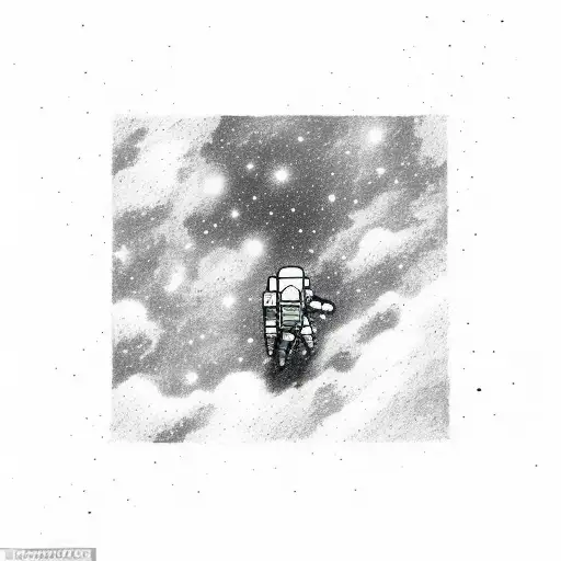 Astronaut Drifting In Abstract Galaxy Towards Orion Belt