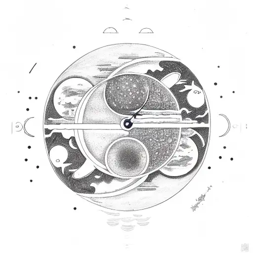 Yin And Yang Sun And Moon Time Clock