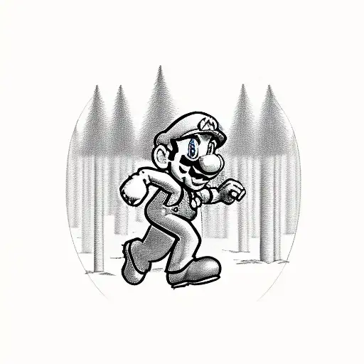 Super Mario Running Through A Forest In A Realistic Cartoon Design