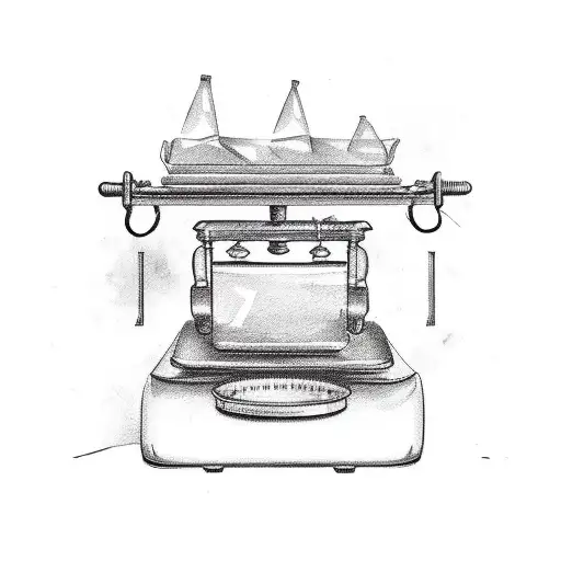 A Vintage Scale With Cocaine Bags And Money On One Side