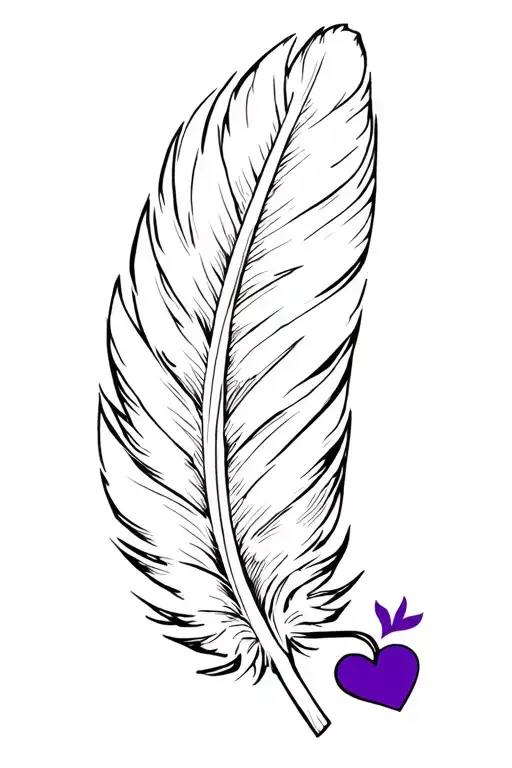 Cherokee Feather With Military Purple Heart