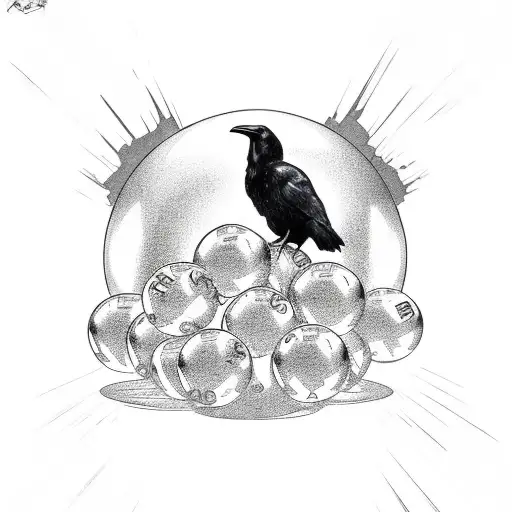 Raven Standing On A Magic 8 Ball With Anarchy A On It
