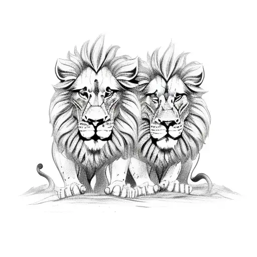 2 Playing Lion Whelps In The Jungle