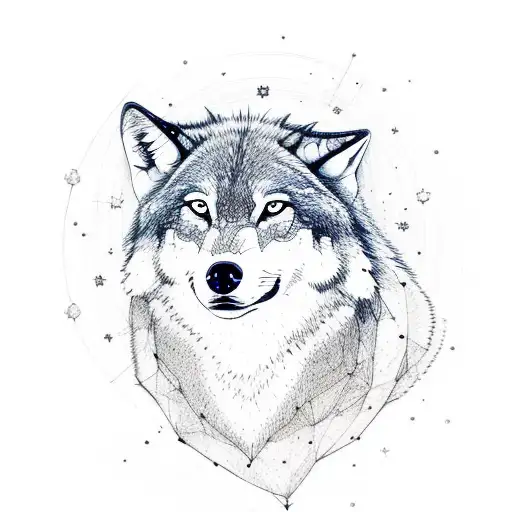 Full Body Wolf And Cannis Major Constellation