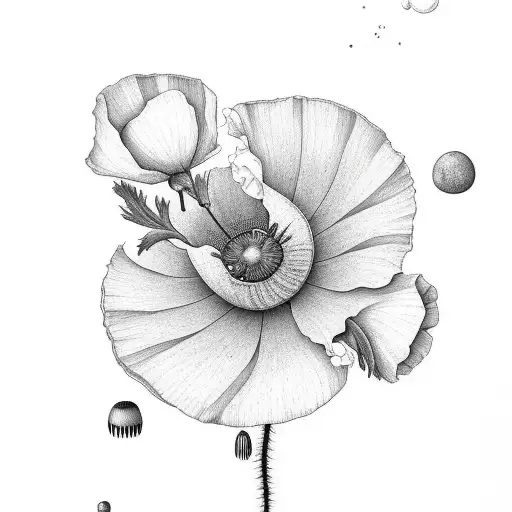 Poppy Flowers With Galaxy At The Roots