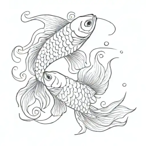 Two Siamese Fishing Fish Like Yin And Yang Symbol