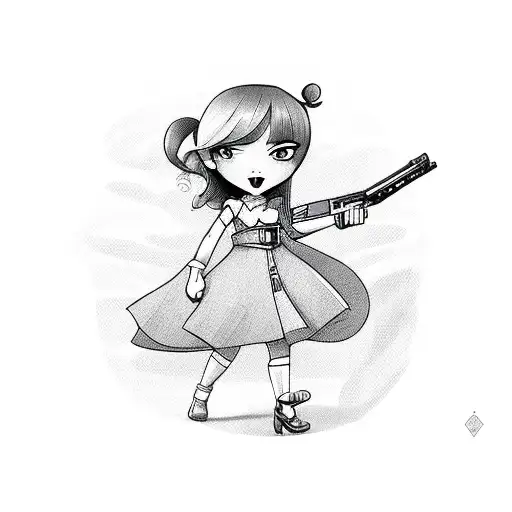 Cartoon Girl With Guns