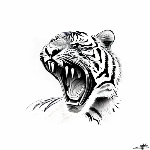 Angry Roaring Tiger Face