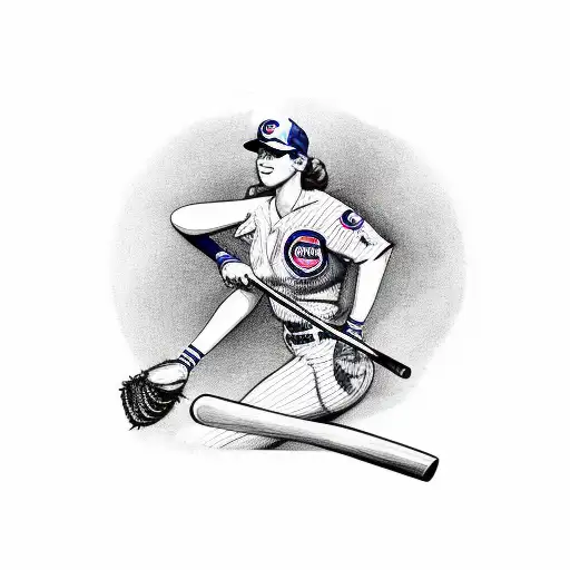Chicago Cubs Pin-up Girl Holding Baseball Bat