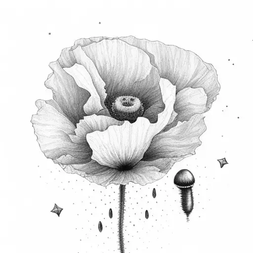 Poppy Flowers With A Galaxy At The Roots