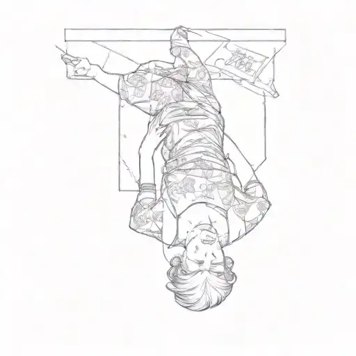 A Woman Laying On The Floor Line