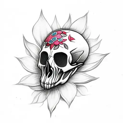 Crow Skull With Flower