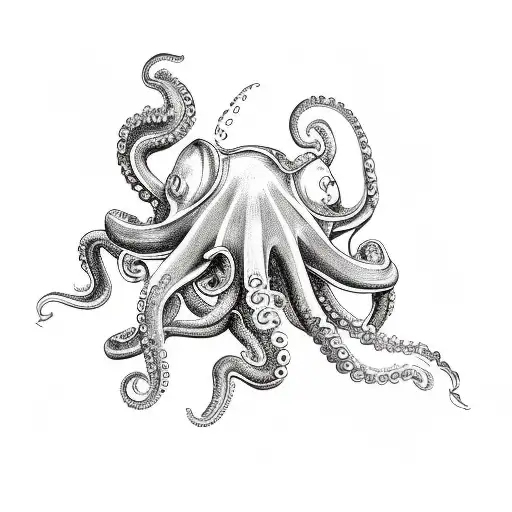 An Octopus Hiding In An Old Fashioned Dive Helmet With Two Sea Horses Hanging On A Tentacle