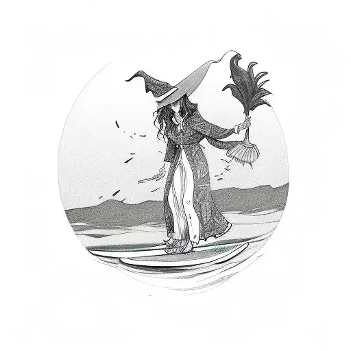 Witch Holding A Surfboard