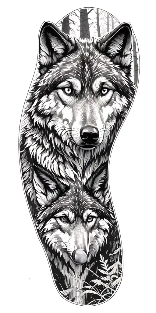 Eyes Of A Wolf In A Forest Scene