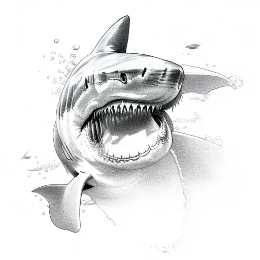 Great White Shark Biting Grenade