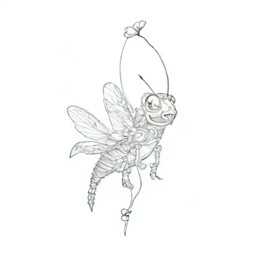 A Grasshopper From Mulan Warrior With Cherry Blosssoms