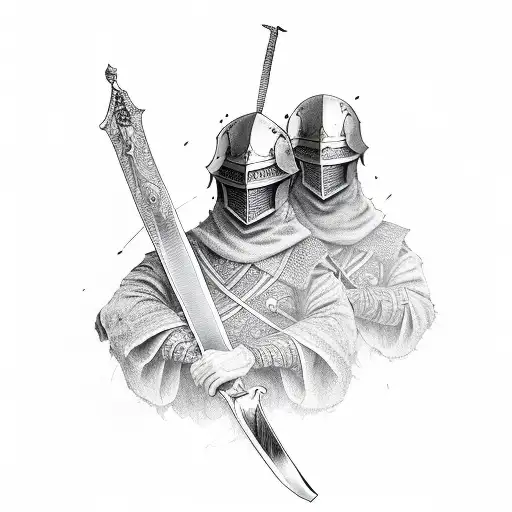 Two Hands Holding A Sword