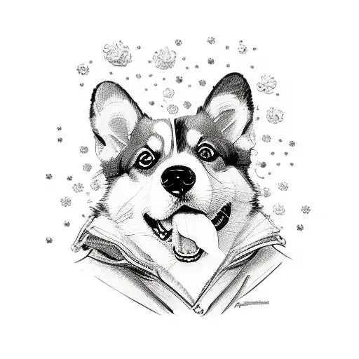 Corgi Dog On A Wedding Day