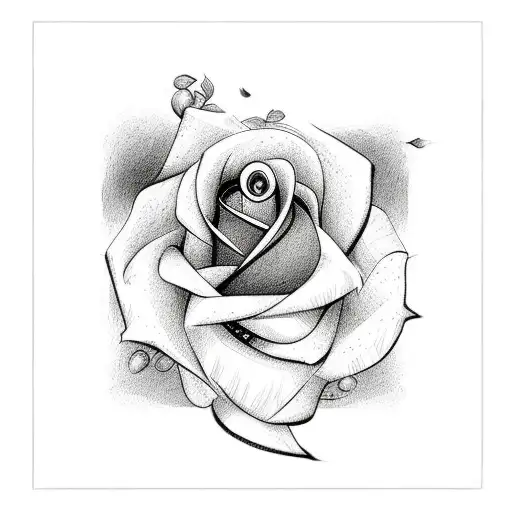 Vinyl Record Player With Rose Design