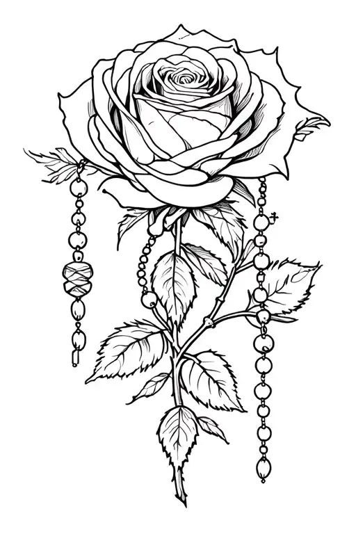 Rose And Orthodox Rosary Beads