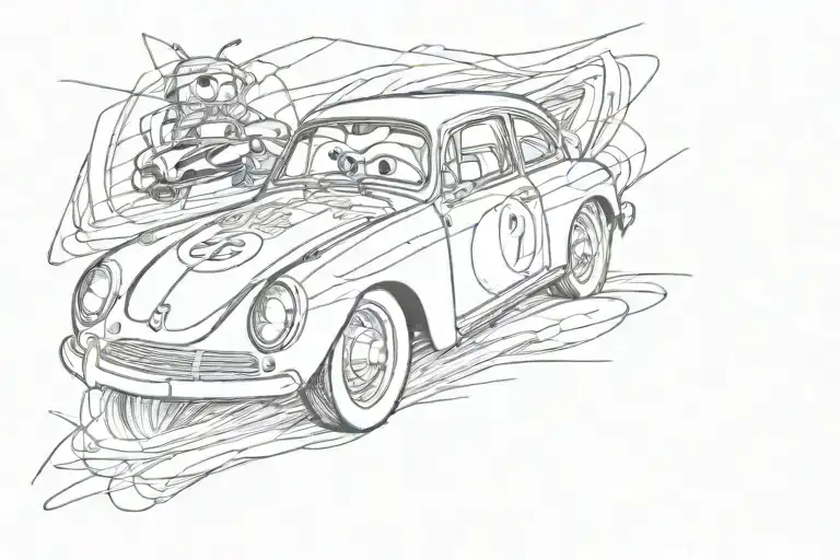 Herbie The Love Bug Racing Lightning Mcqueen