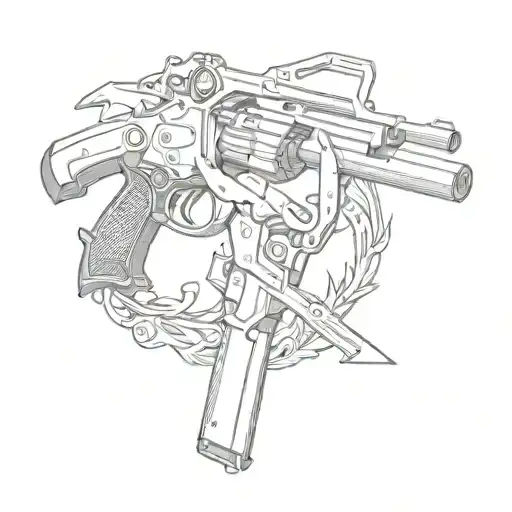 Blade And Gun Intertwined